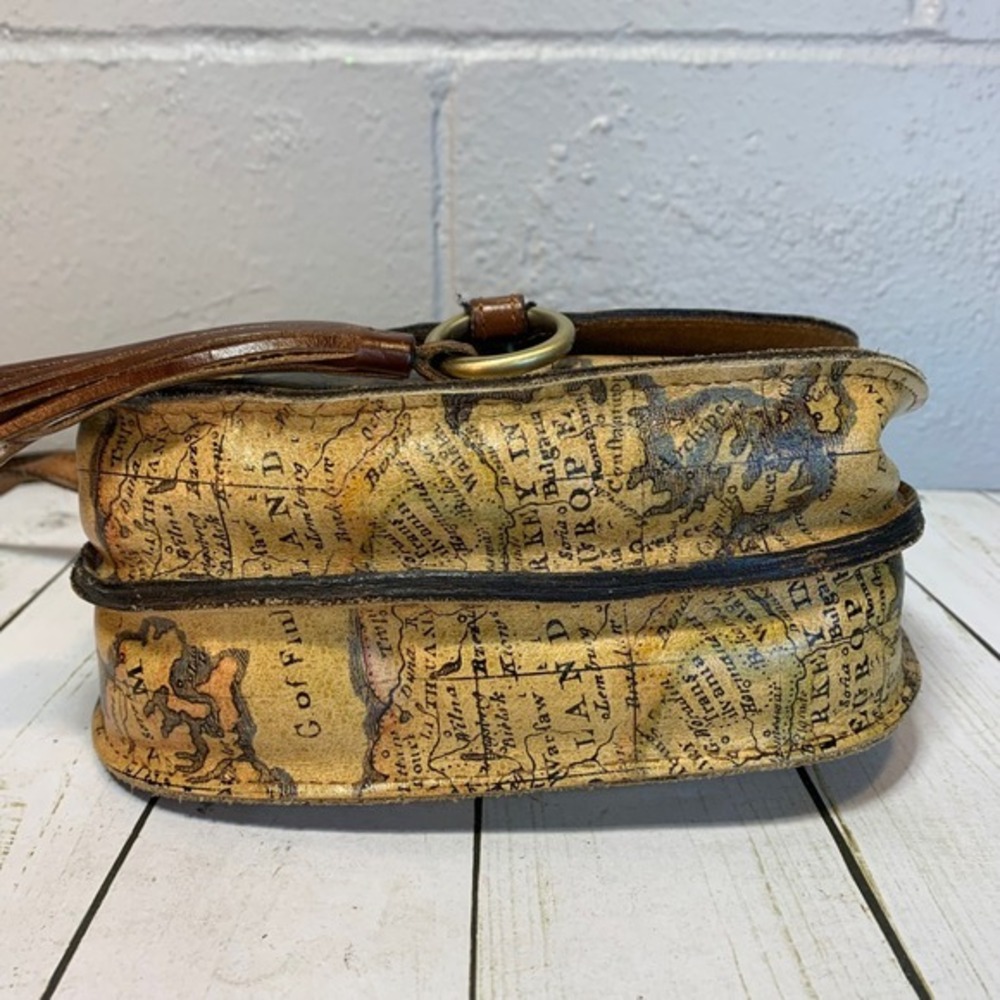 Patricia Nash Brinlee Leather Saddle Crossbody Bag-European Map - Picture 9 of 14